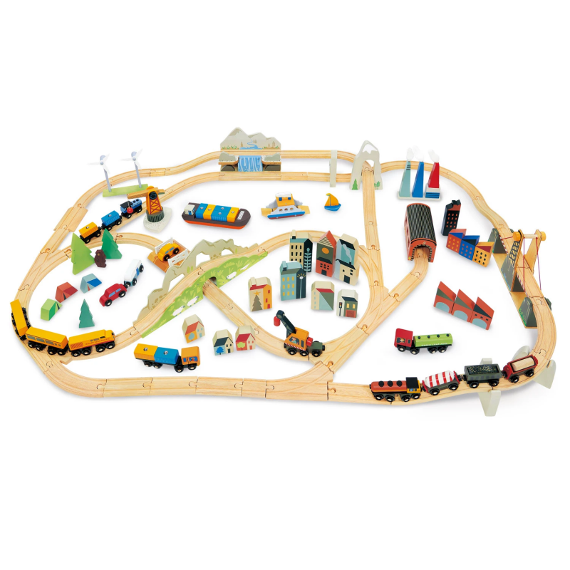 Train Set with Mountain View - 58 Pieces and Accessories