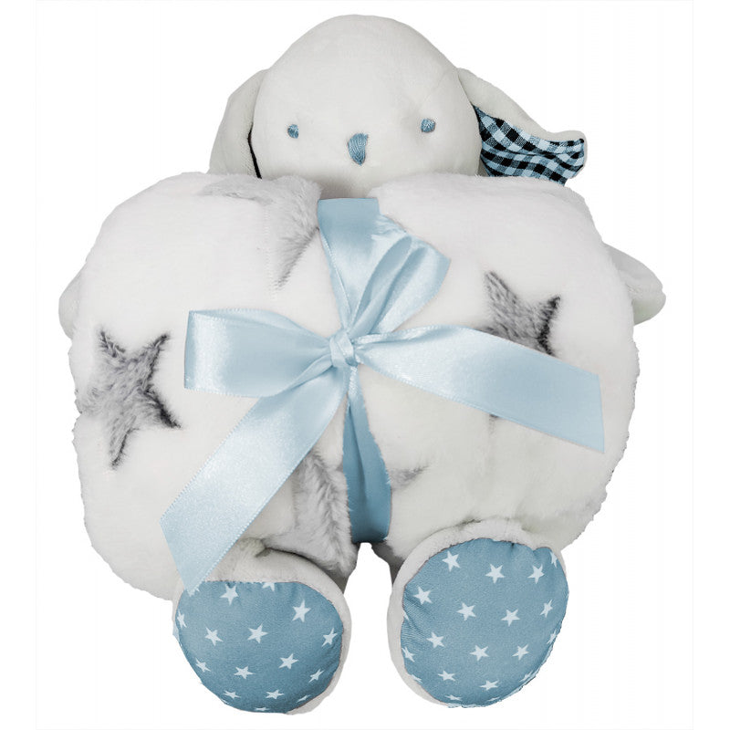 Peluche avec couverture bleu clair