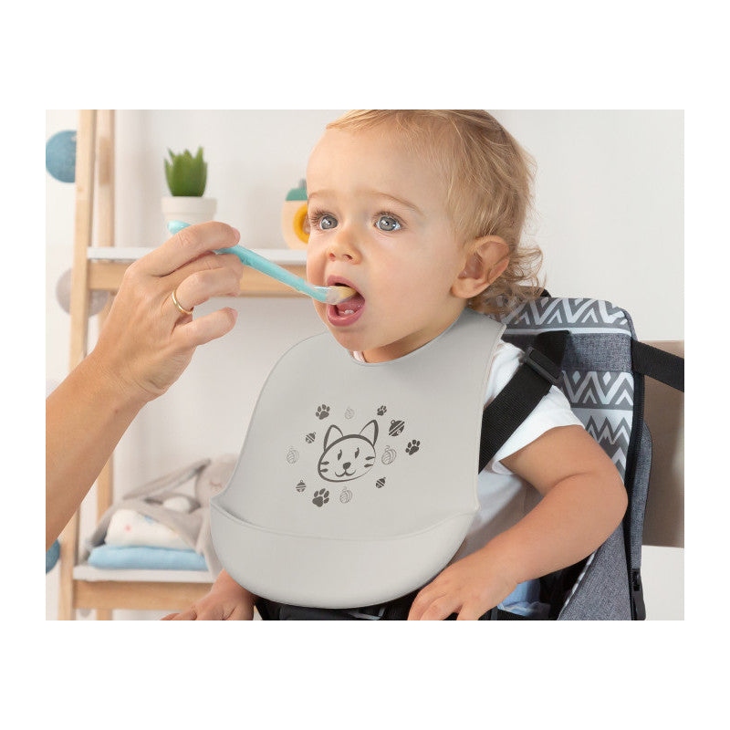 Kiokids - Bavoir en silicone - Gris