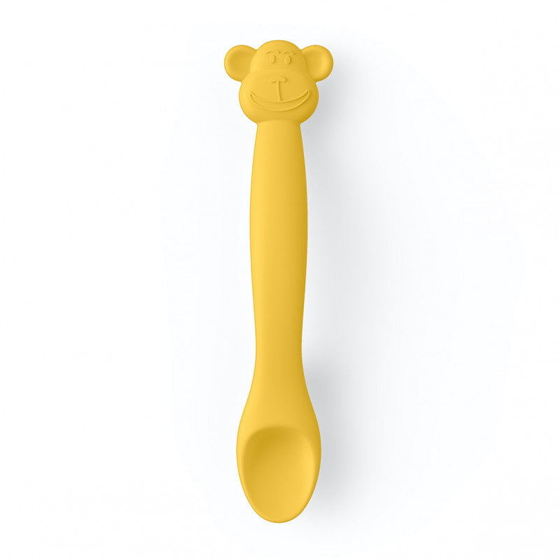 Cuillère En Silicone Pour Bébé +4 Mois - Jaune