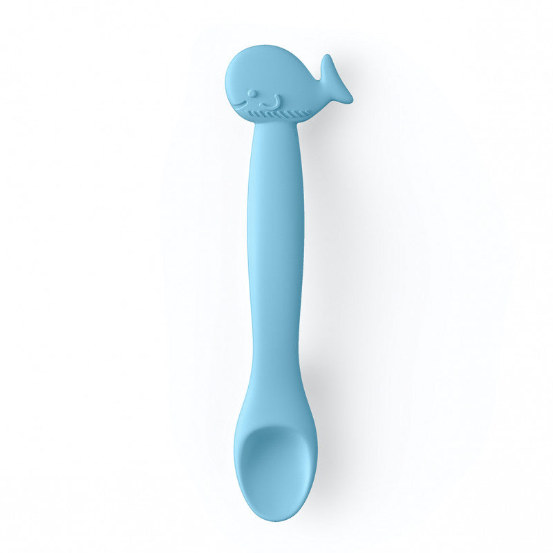Cuillère En Silicone Pour Bébé +4 Mois - Bleu Clair