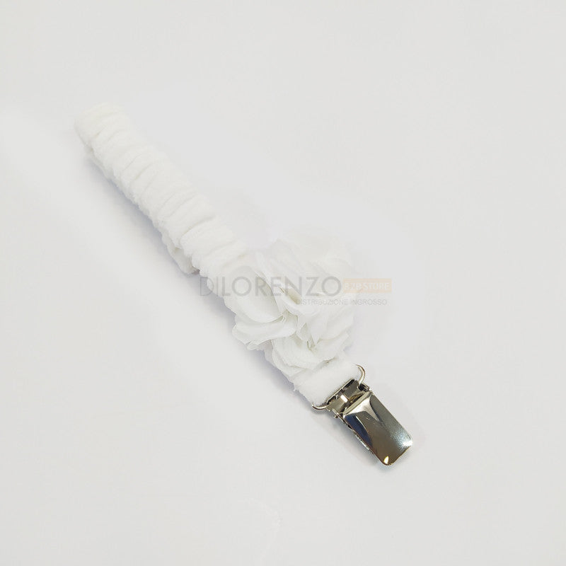 Attache-sucette en chenille tendre et belle blanche