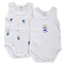 Set of 2 Newborn Envelope Neck Short Sleeve Bodysuits with Blue Bear Print - 0 Months